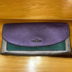 NWT Coach Metallic Colorblock Slim Envelope Wallet